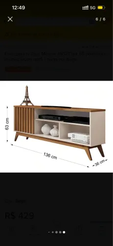 Rack para TV até 55? estilo retrô - madeira e bege - ótimo estado