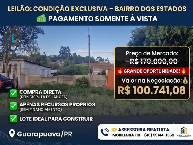 LEILÃO: CONDIÇÃO EXCLUSIVA NO BAIRRO DOS ESTADOS - PAGAMENTO SOMENTE À VISTA