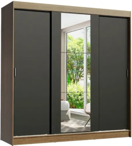 Guarda-roupa Casal Madesa Reno 3 Portas de Correr com Espelho