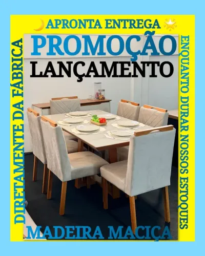 Promoção MESA DE JANTAR 6 CADEIRAS MADEIRA MACIÇA DIRETO DA FÁBRICA