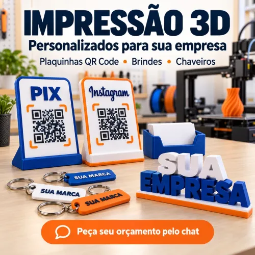 Impressão 3D Personalizada | Brindes e Plaquinhas QR Code