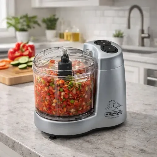 Mini Processador Black+Decker HC32P 220v Lâmina Inox Jarra Trava de Segurança Pulsar 2 Vel