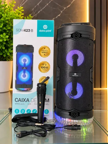 Caixa de Som Bluetooth Led RGB com Alça e Microfone 423.B Data Print an12