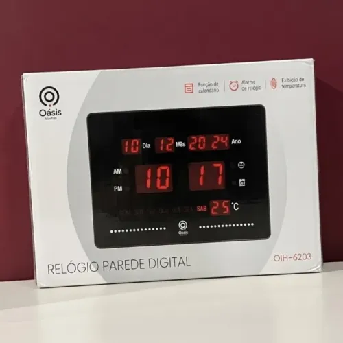 RELÓGIO DE PAREDE DIGITAL LED OÁSIS