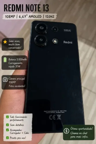 Redmi note 13 preto Usado em ótimas condições