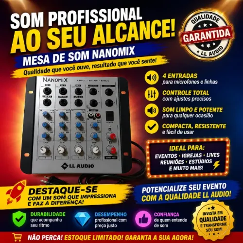 MESA DE SOM 4 CANAIS NOVO