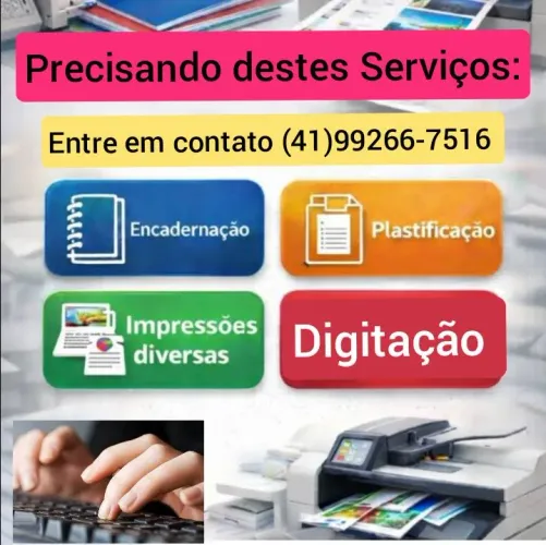 Precisando de Impressões de documentos, fotos, encadernação, plastificação e digitação.