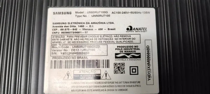 TV COM DISPLAY QUEIMADO MODELO (UN50RU7100)
