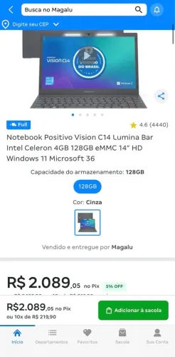 ? Notebook Positivo Vision Lumina Bar C15 ? SUPER NOVO