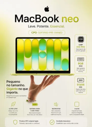 MacBook neo 512GB/8GB CPO | nota fiscal | 1 ano de garantia - Lacrado!