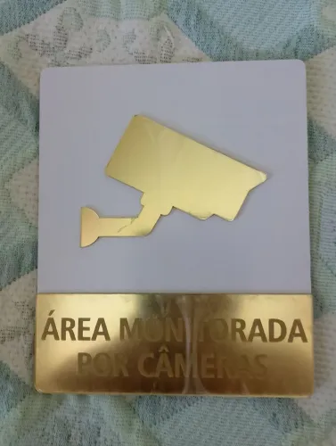 Placa De Sinalização Área Monitorada Câmeras 14x18 Cm