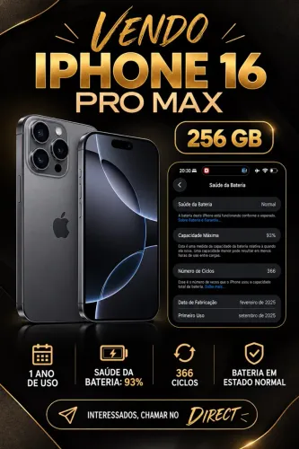 Vendo iPhone 16 pro max 1 ano de uso 
