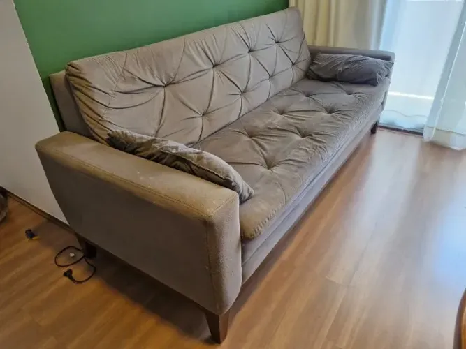 Sofá 4 Lugares Suéde Grafite 208cm (2,08m)