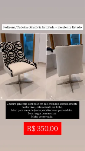 Cadeira Giratória no Linho - EXCELENTE ESTADO