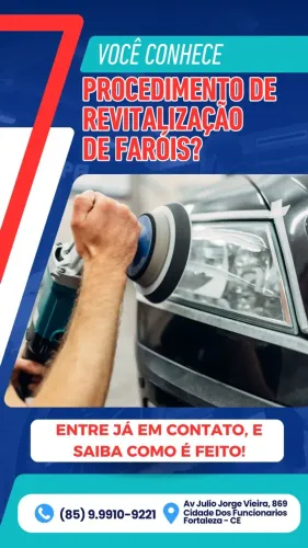 Vitrificação Farol Automotivo 1 ano e 6 Meses Garantia