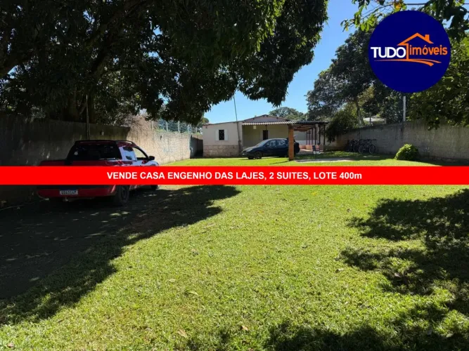 Tudo Imóveis - Vende Casa no Engenho das Lajes, lote 400m, 2 suítes, gramado verde na fren