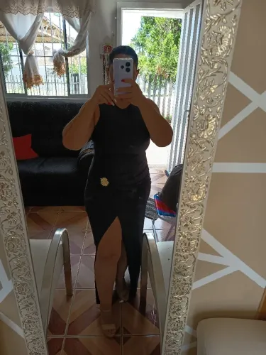 Vestido festa casamento aniversário formatura fenda preto