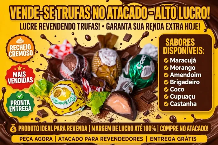 Trufas caseiras e recheadas com sabores da nossa Amazônia venda no atacado e varejo.