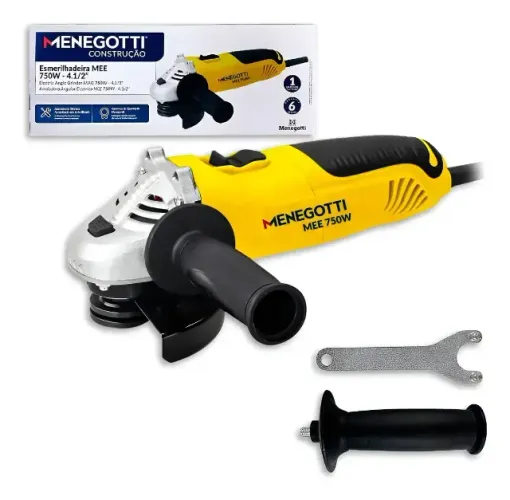 Esmerilhadeira Angular 115mm Menegotti Profissional Mee750w Cor Amarelo Frequência 60hz