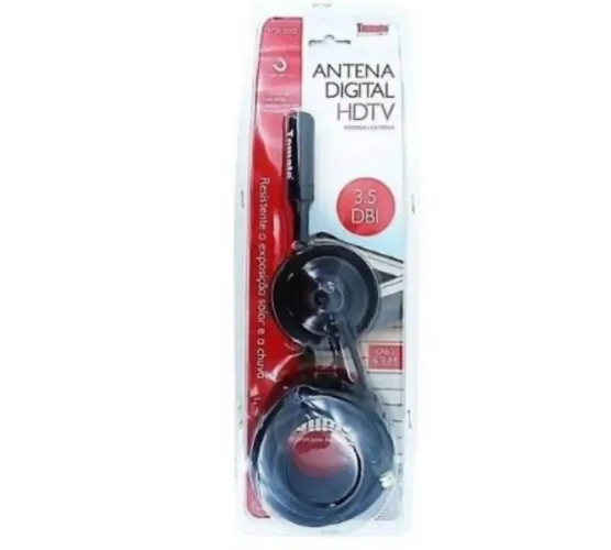 Antena Tv Digital Interna Externa Hdtv 3.5 Dbi Cabo 4.3m