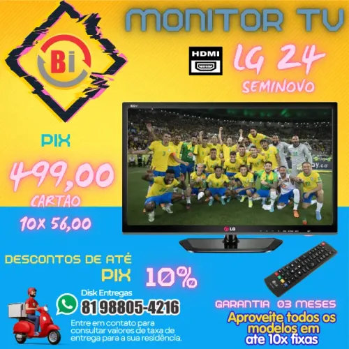 Tv Monitor Lg 24 Polegadas - Em ate 10x Fixas