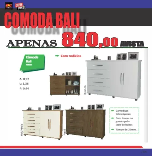 comoda bali com rodizio 