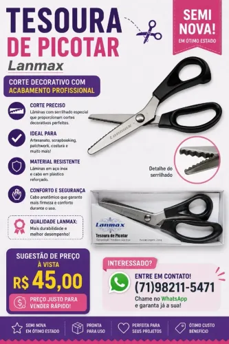 Tesoura de Picotar Lanmax - Semi Nova | Para Papelaria e Artesanato