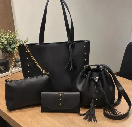 Conjunto de bolsas elegantes em couro todas novas