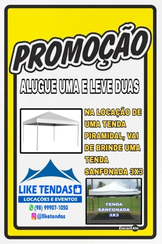 TENDAS PIRAMIDAIS E SANFONADAS/LOCAÇÕES.