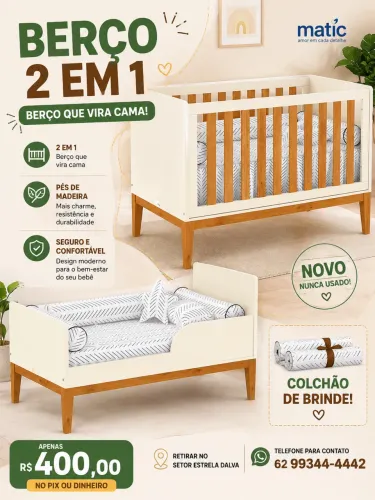 Berço 2 em1 marca Matic 