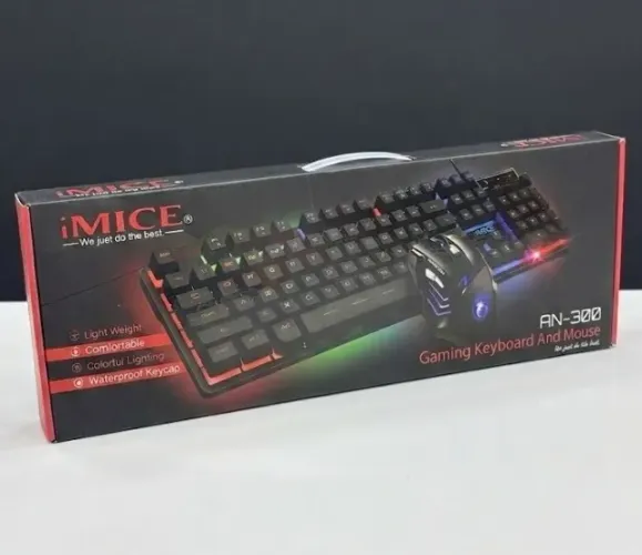 KIT TECLADO E MOUSE COM FIO RGB