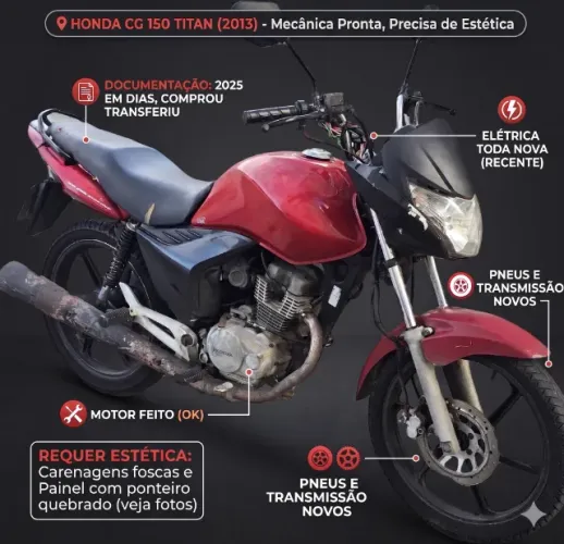 Honda Titan 150 2013 - Mecânica e Elétrica 100% (Pronta pra rodar)