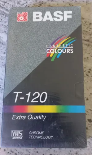 Fita VHS Basf lacrada T120 fita vídeo Cassete k7 nova sem uso antiguidade uso coleção 
