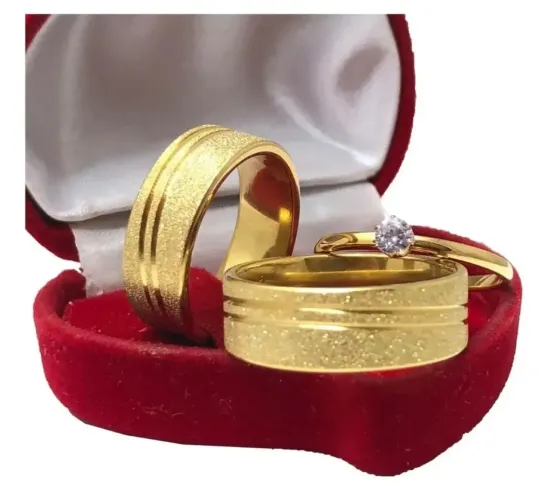 Par aliança 100% moeda antiga 8mm kit anel uniao casamento noivado - cor ouro
