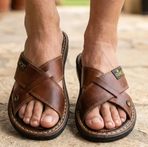 Chinelo Couro Transversal 