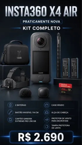 Insta360 X4 Air 8K praticamente nova + kit completo + cartão 256 GB