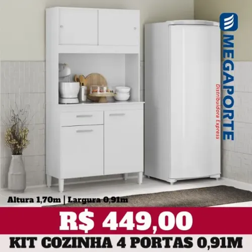 Armário de Cozinha Kit 4 Portas 1 Gaveta (Novo) Entrega Grátis! 