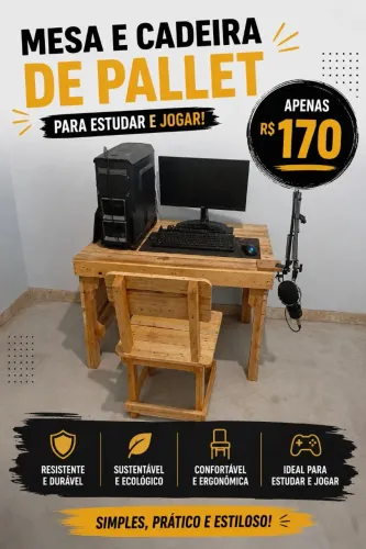 MESA E CADEIRA DE PALLET - R$ 170 
