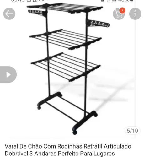 Varal de chao retrátil e desmontável com rodinhas