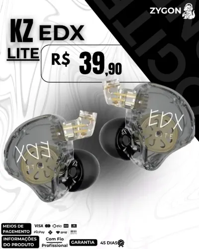 [NOVO] Fone de Ouvido KZ EDX Lite Profissional - Garantia 45 Dias