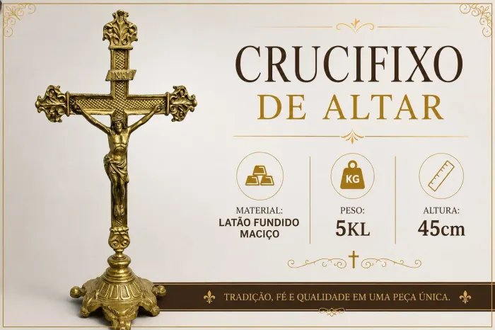 Crucifixo de altar, Latão maciço fundido