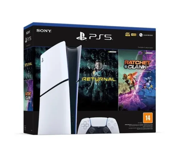 PS5 Slim Edição Digital 1TB - Seminovo + 2 Controles