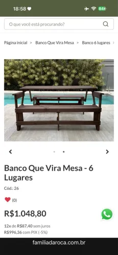 Banco que vira mesa