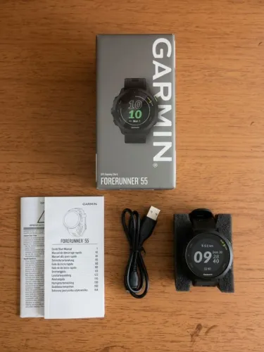 Garmin Forerunner 55 Preto - Completo na Caixa (Impecável)