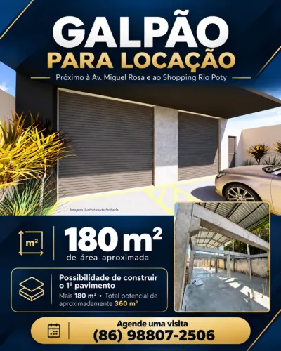 Galpão Comercial - Próximo ao Shopping Rio Poty - 180 m² com possibilidade de ampliação