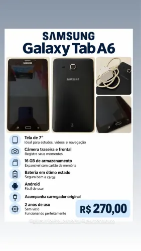 Samsung Galaxy Tab A6 - usado em ótimas condições