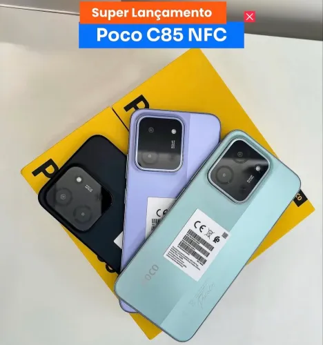 Smartphone POC C85 8GB RAM 256GB Dual SIM Câmera 50MP Bateria 6000mAh - Preto Verde Lilas
