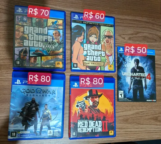 Jogos de PS4 originais em excelente estados, sem arranhões 