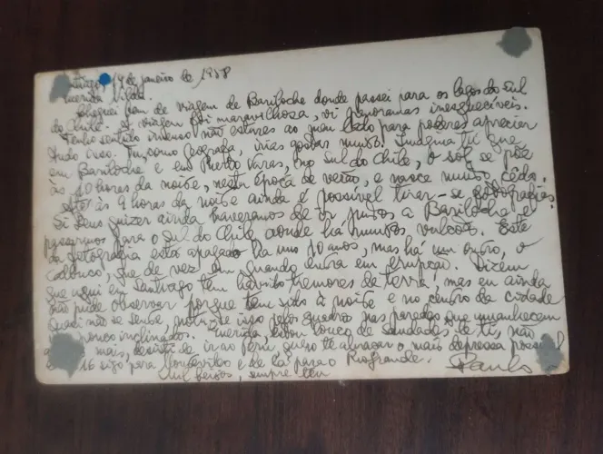 CARTÃO POSTAL ESCRITO SANTIAGO CHILE 1958