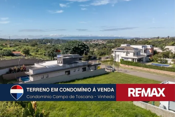 Terreno plano a venda com 820 m2, no Campo de Toscana em Vinhedo-SP.